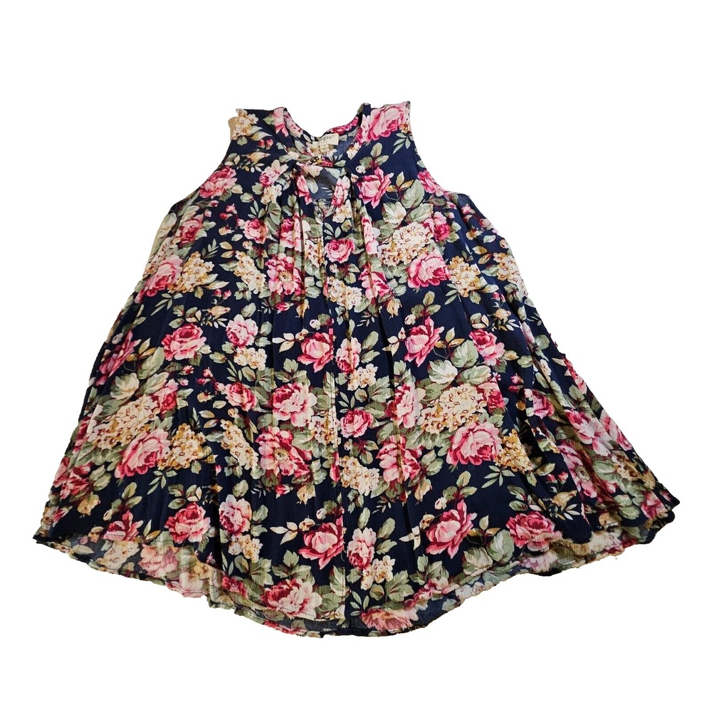 UMGEE Women M Floral Sleeveless Tunic Top Keyhole Neck Boho Festival 1-00946
